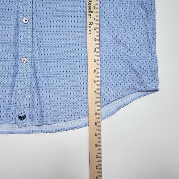 Buttercloth Shirt Men Size XL Blue Button Up Geometric Smart Casual Performance - Picture 12 of 12